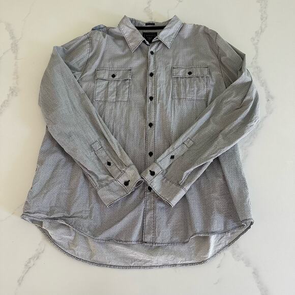 GUESS Mens Claymour Geo-Print Shirt Black/White Size XXL - Picture 1 of 8